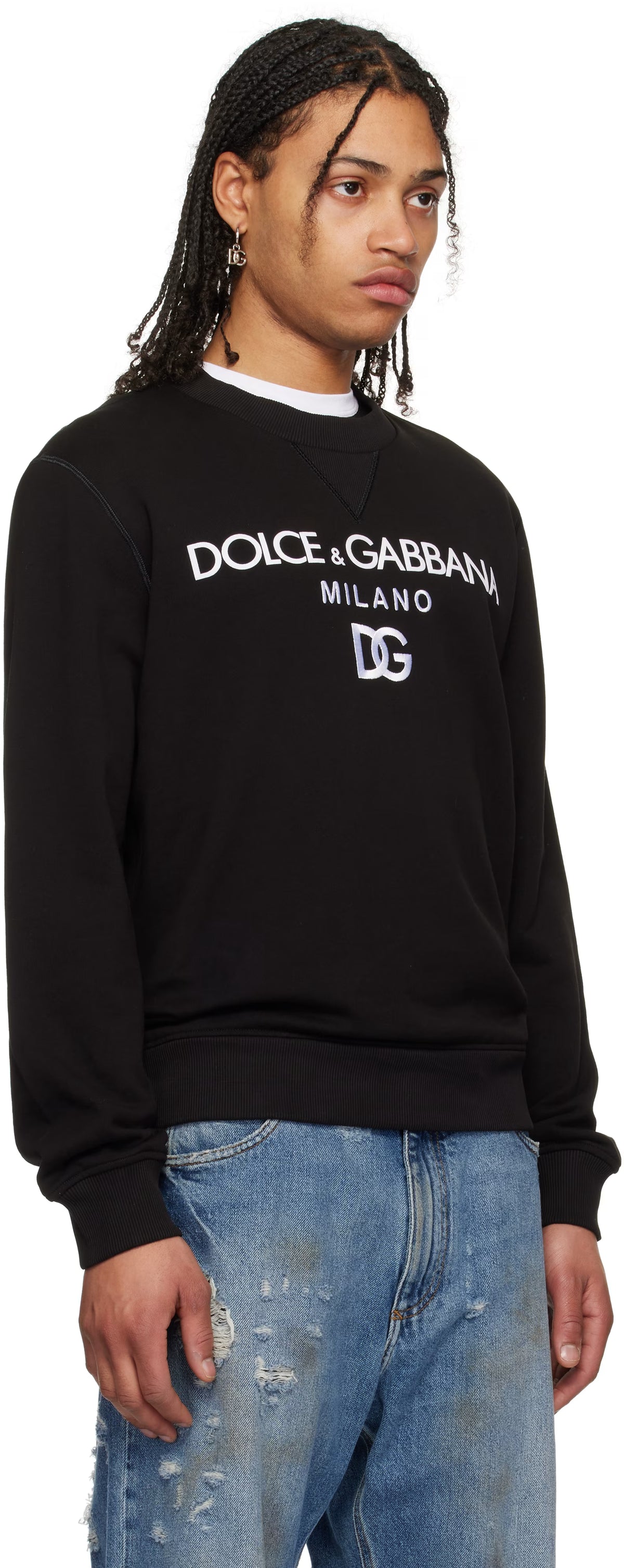 Dolce&Gabbana Black 'DG' Embroidery Jersey Sweatshirt