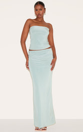 Sage Double Layer Slinky Maxi Skirt