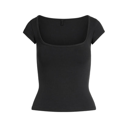 Cotton Jersey Scoop Neck T-shirt