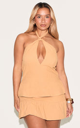 Shape Peach Linen Look Halterneck Top