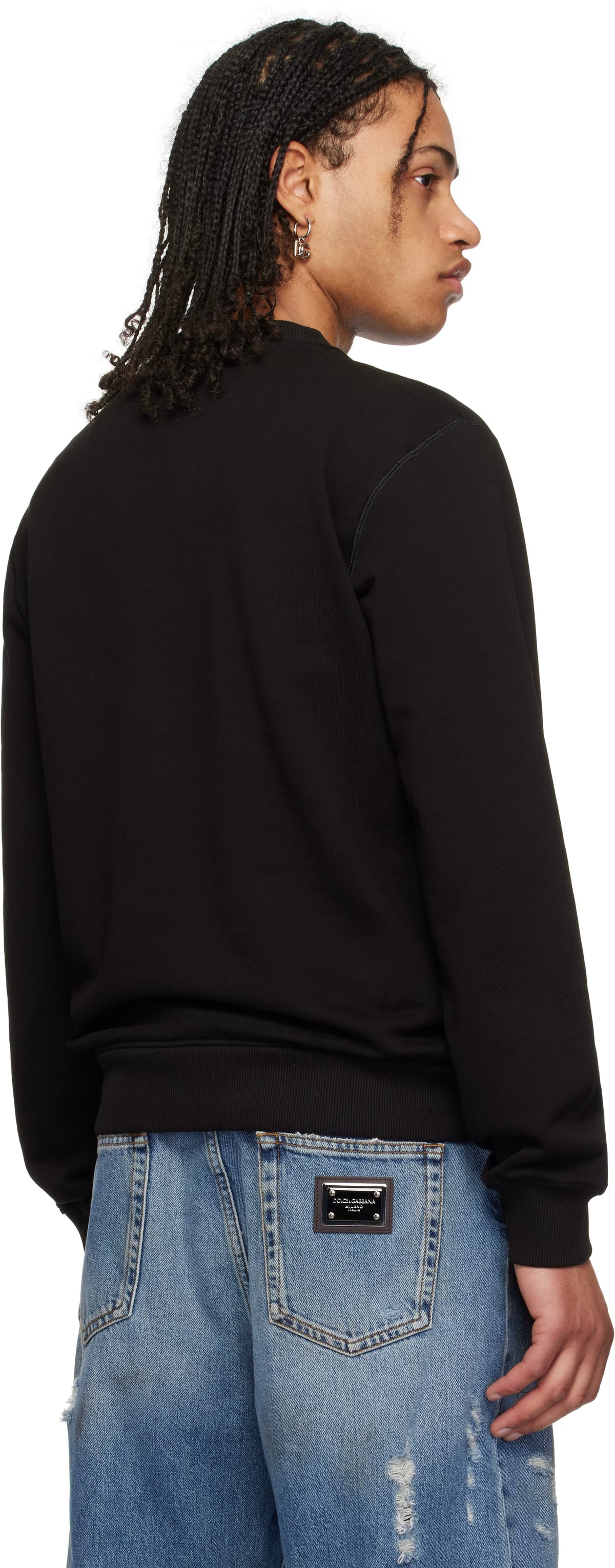 Dolce&Gabbana Black 'DG' Embroidery Jersey Sweatshirt