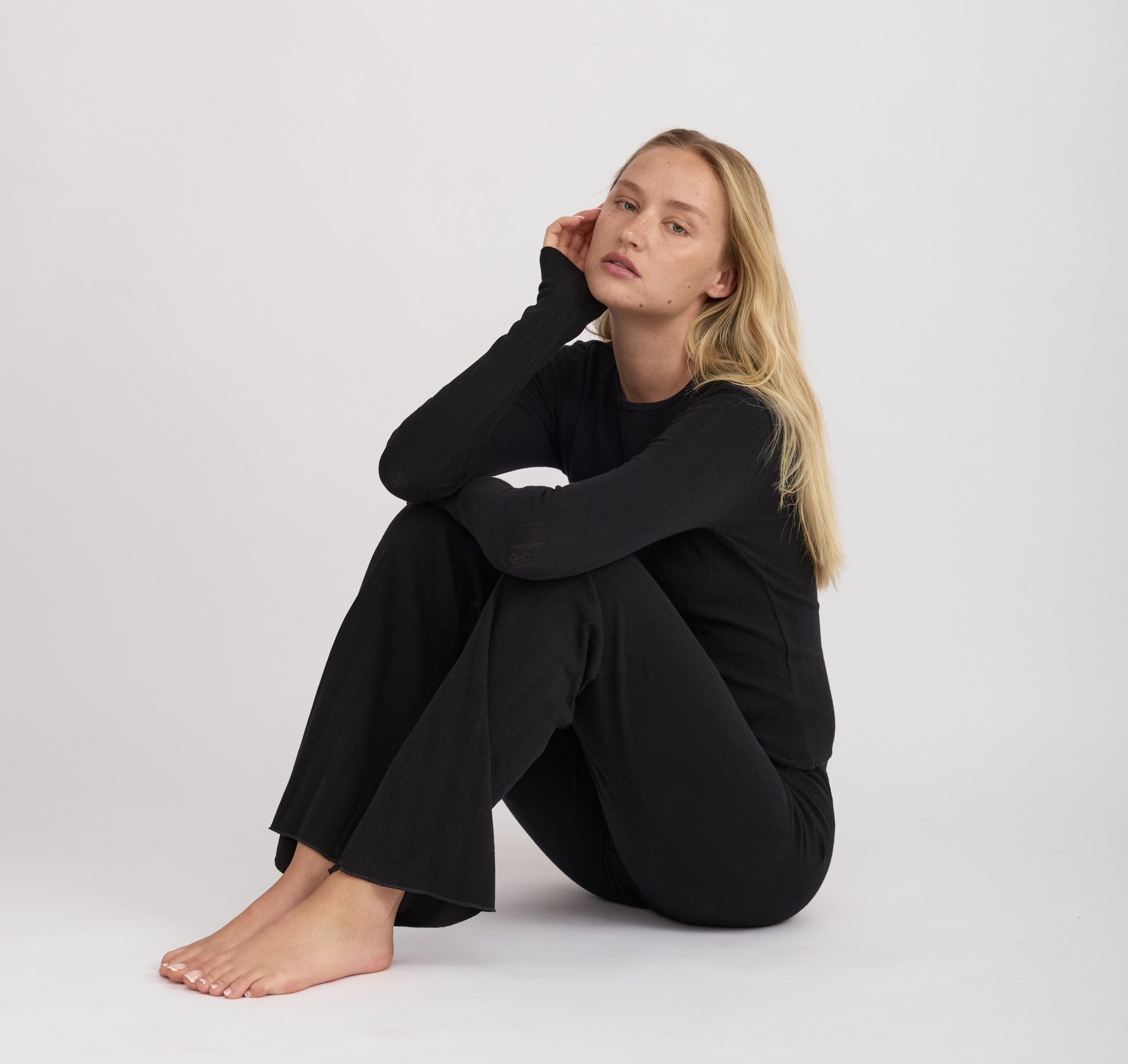 Pointelle Straight Leg Pants