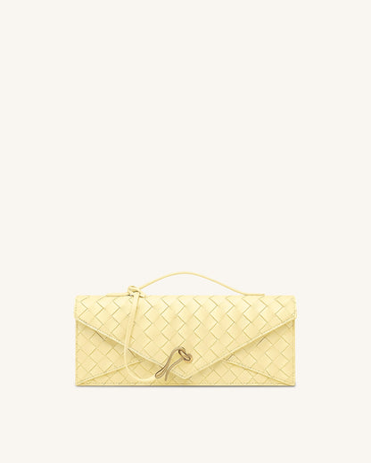Celeste Woven Textured Envelope Top Handle Bag - Dark Brown