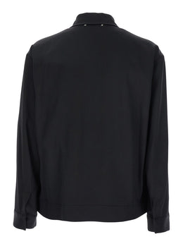 Golden goose Black Jacket with Classic Collar and Long Sleeves in Virgin Wool Man