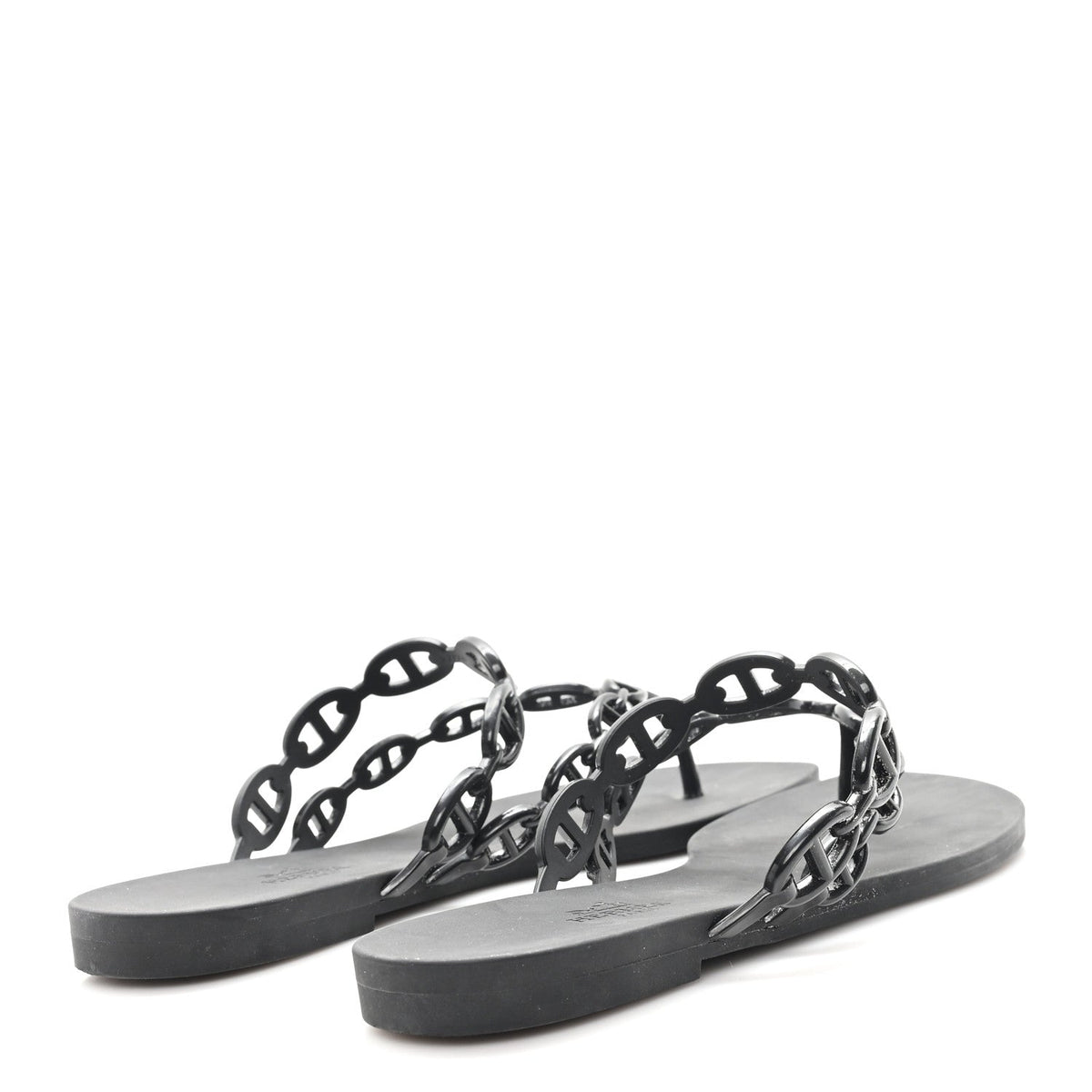 Hermes Rubber Womens Island Sandals 39 Black