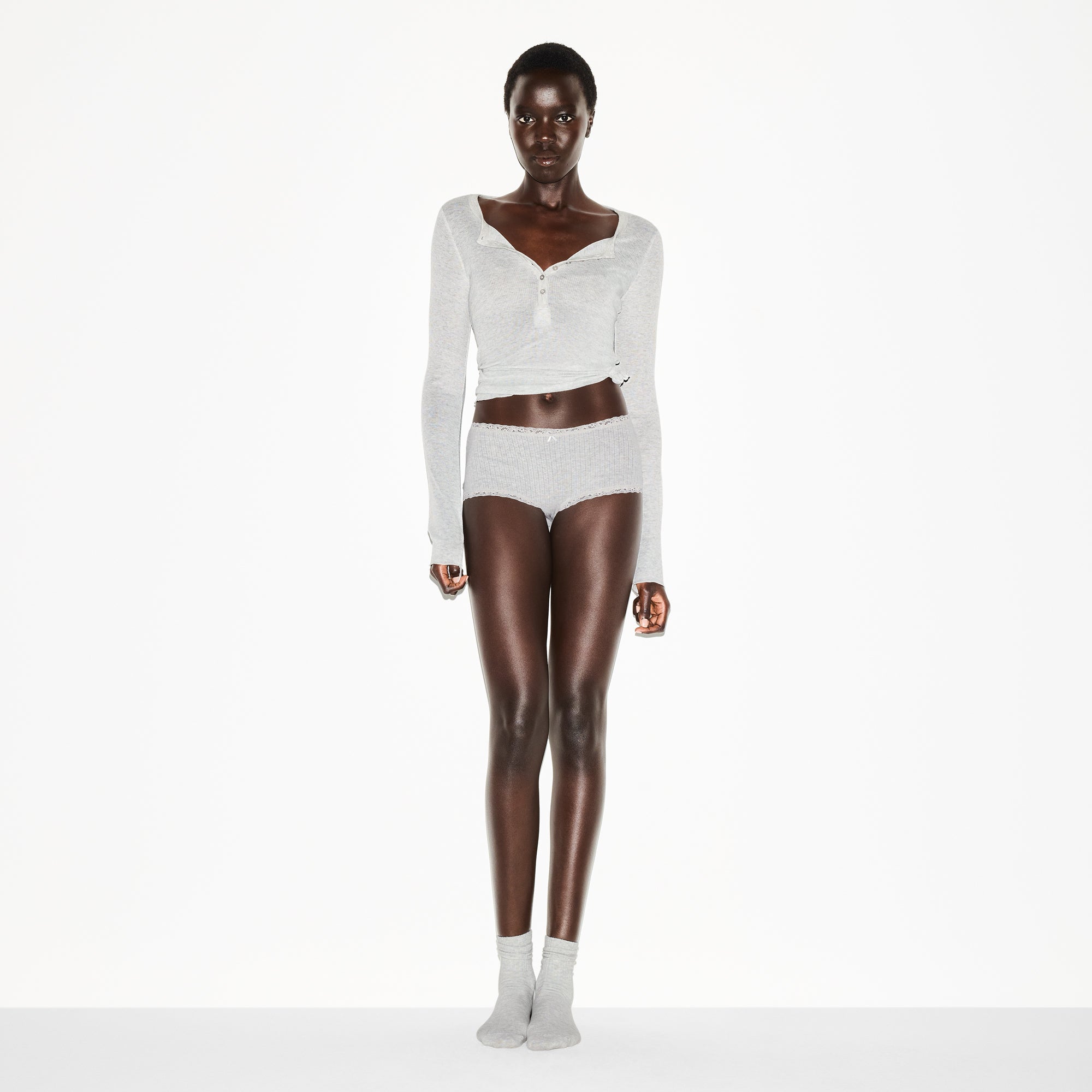Lightweight Cotton Pointelle Lace Boy Short