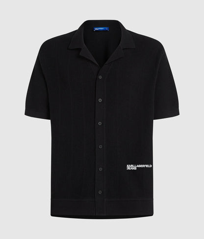 Short-sleeved knit polo shirt