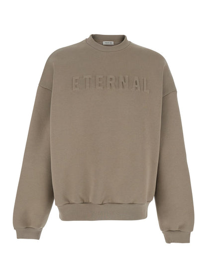 Fear of god 'Eternal Beige Crewneck T-Shirt with Dropped Shoulders and Tonal Embroidery on the Front in Cotton Blend Man