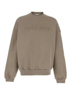 Fear of god 'Eternal Beige Crewneck T-Shirt with Dropped Shoulders and Tonal Embroidery on the Front in Cotton Blend Man
