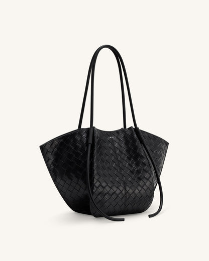 Nala Wide Weave Texture Tote Bag - Olive Green