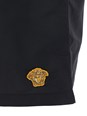 Versace Black Swim Shorts with Elastic Drawstring Waist and Medusa Embroidery on the Front in Tech Fabric Man