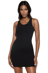 Finley Ribbed Mini Dress - Black