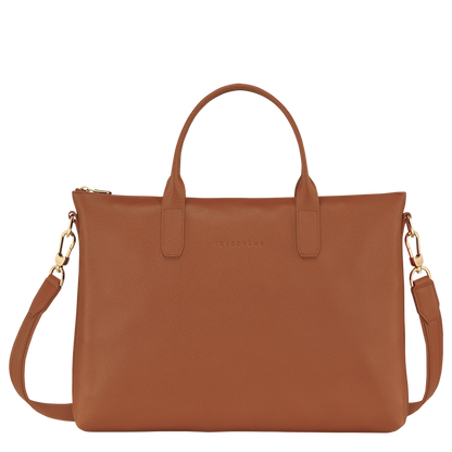 Le Foulonné S Briefcase Caramel - Leather