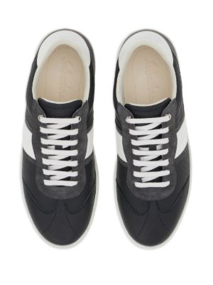 logo-embossed leather sneakers