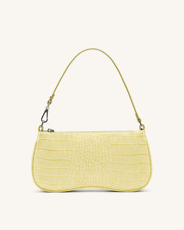 Eva Shoulder Handbag - Light Yellow Croc