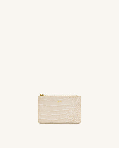 Quinn Zipped Card Holder - Brown Croc