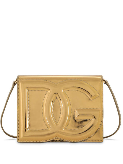 DG logo-embossed metallic-effect crossbody bag