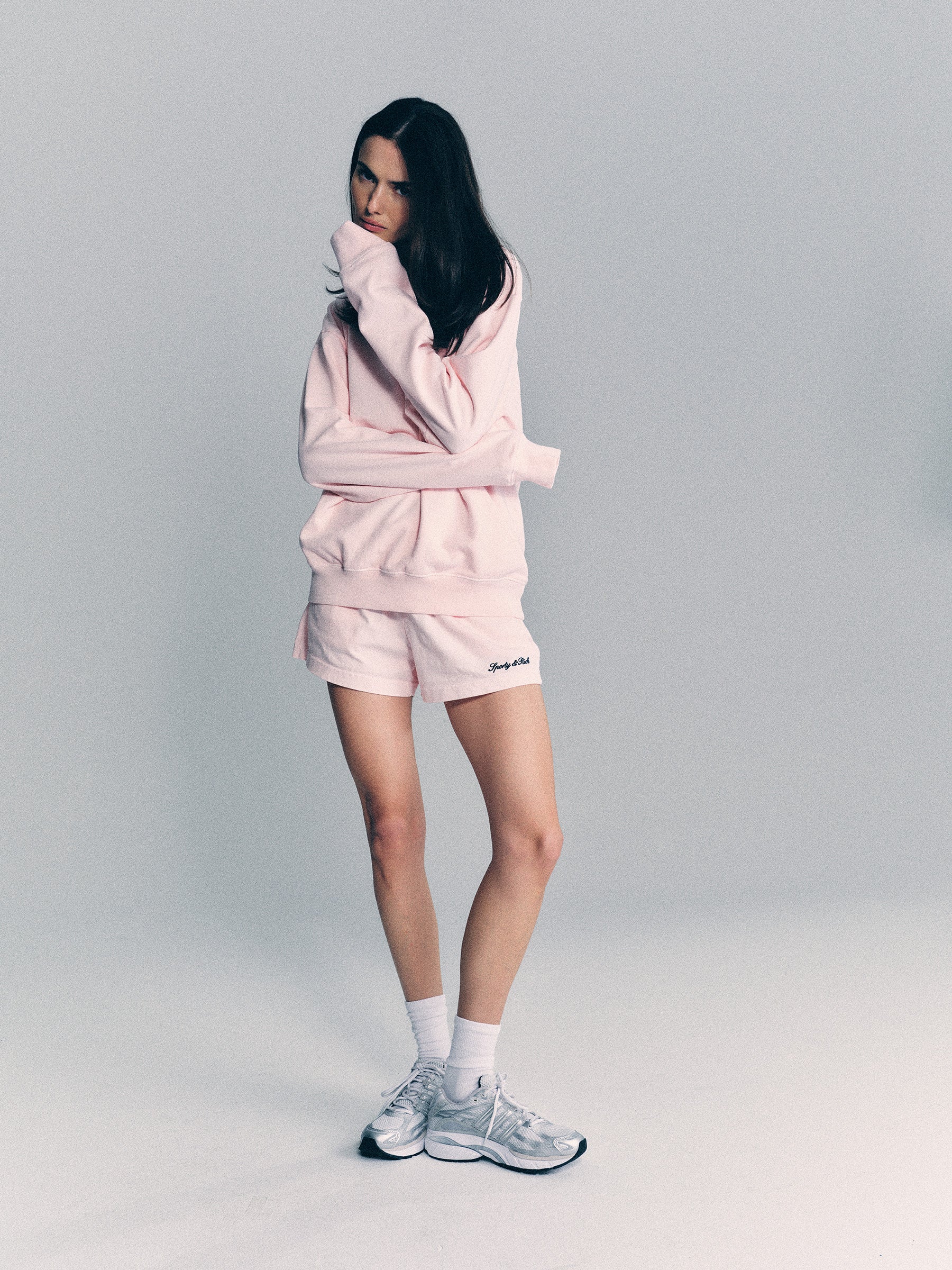 Syracuse Embroidered Disco short - Pink Dolphin/Navy