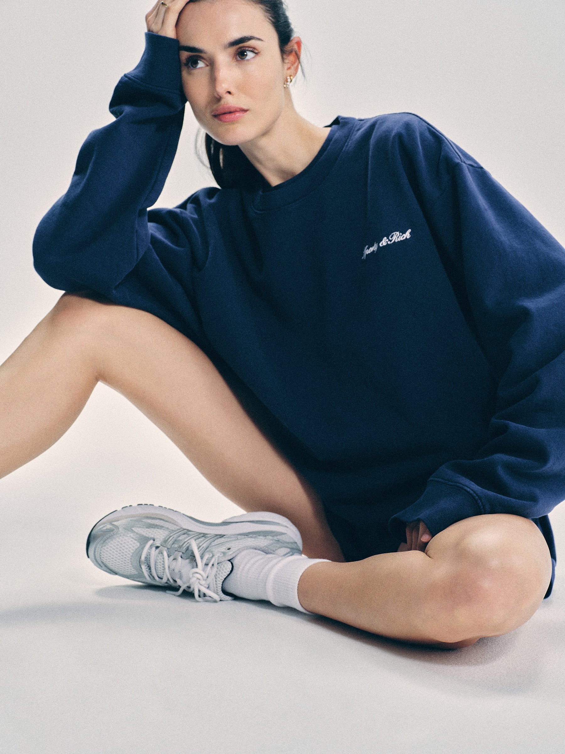 Syracuse Embroidered Crewneck - Navy/White