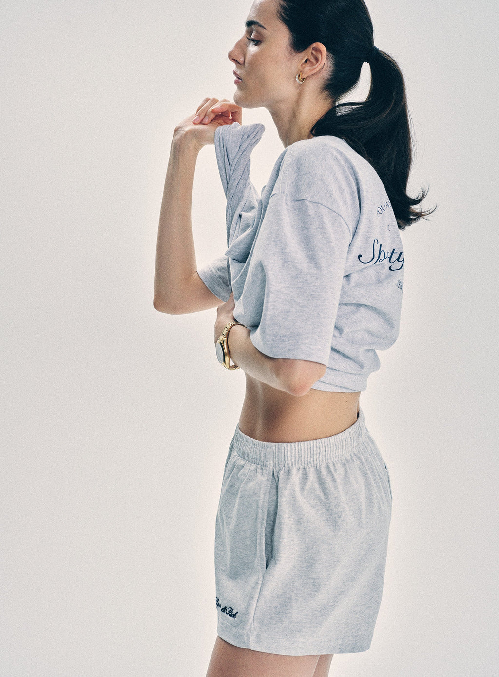 Syracuse Embroidered Disco short - Heather Gray/Navy