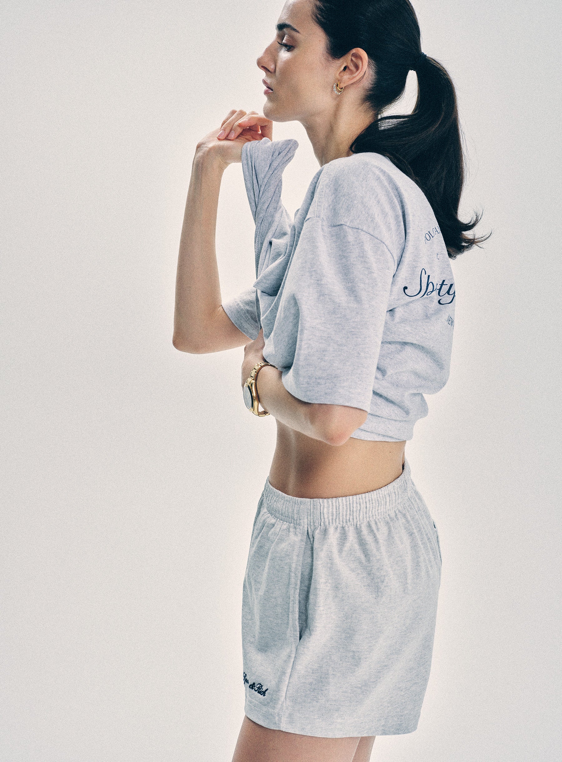 Syracuse Embroidered Disco short - Heather Gray/Navy