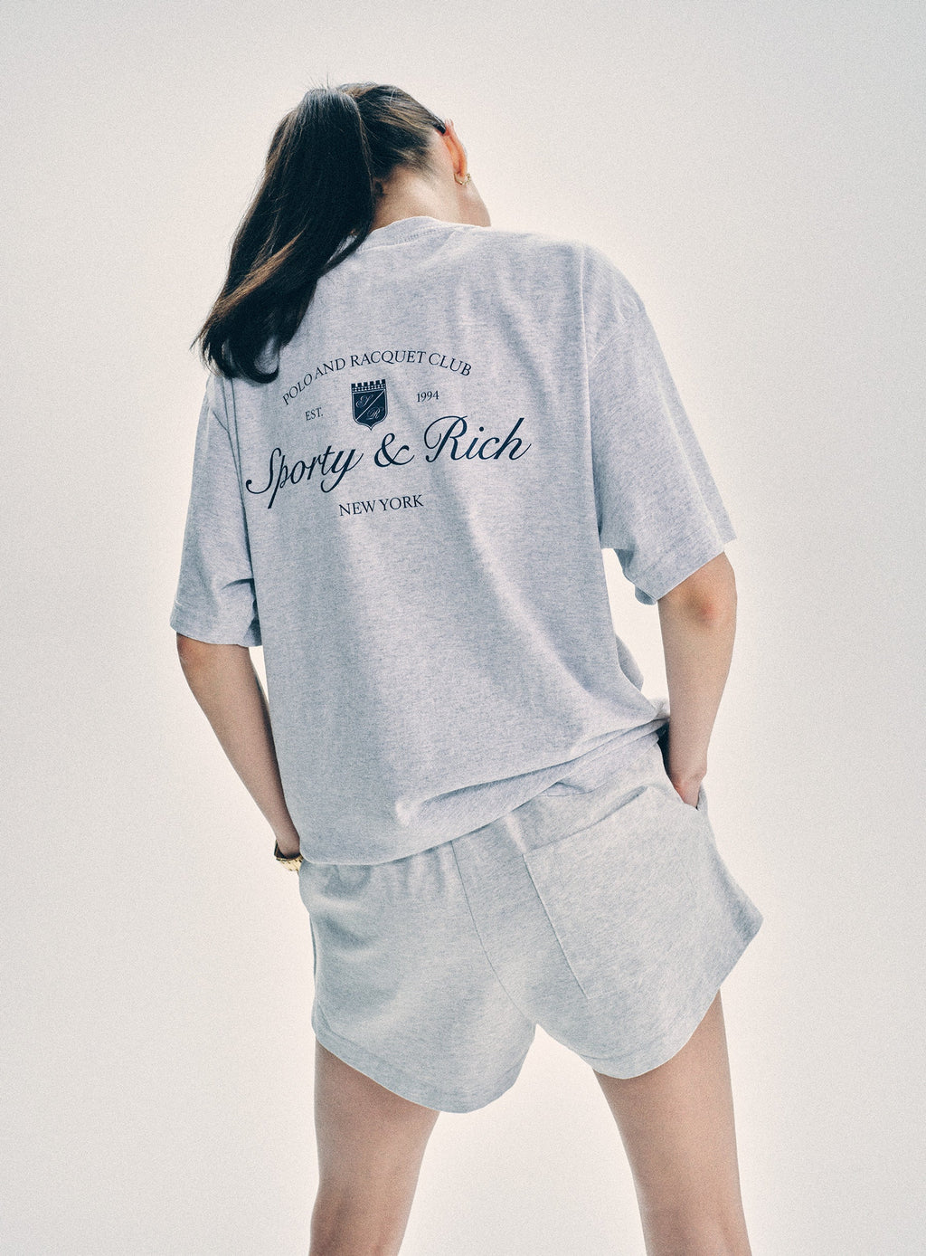 Syracuse Embroidered Disco short - Heather Gray/Navy