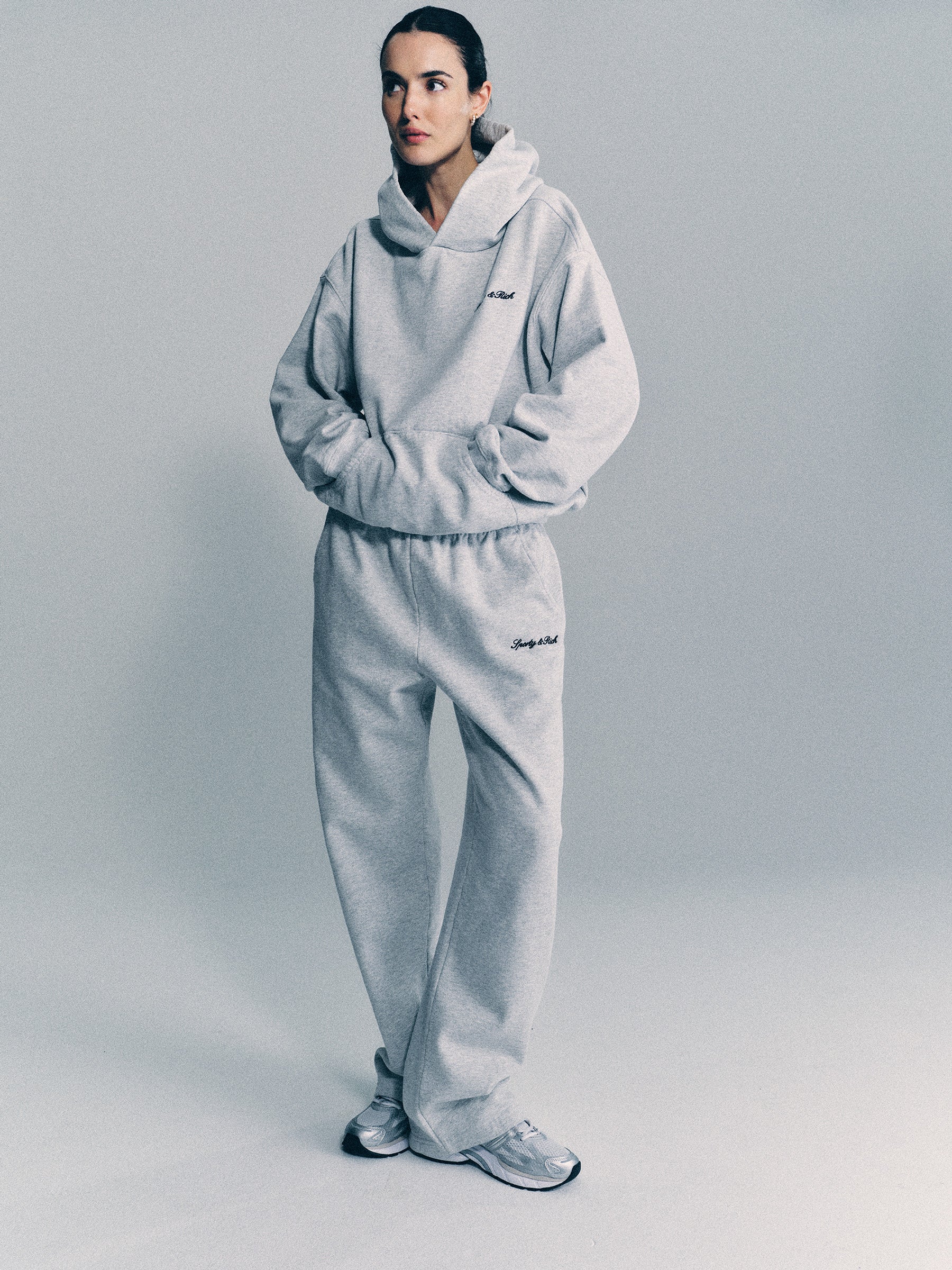 Syracuse Embroidered Wide Sweatpant - Heather Gray/Navy