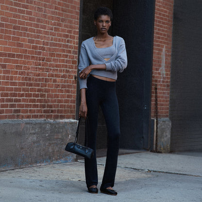 TEXTURED KNIT WRAP SWEATER | DARK HEATHER GREY