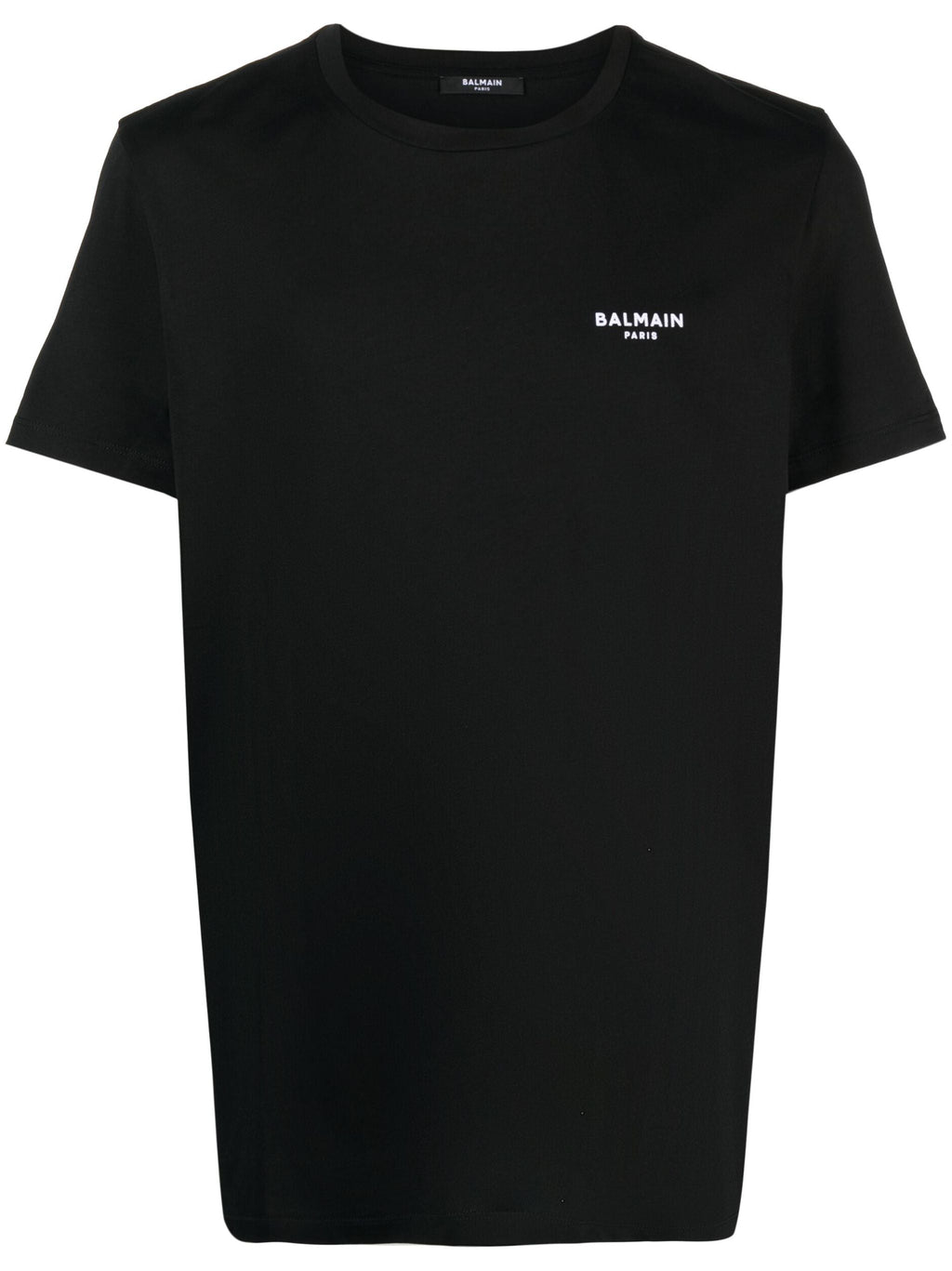 Balmain Small Logo Flock Printed T-Shirt in Black