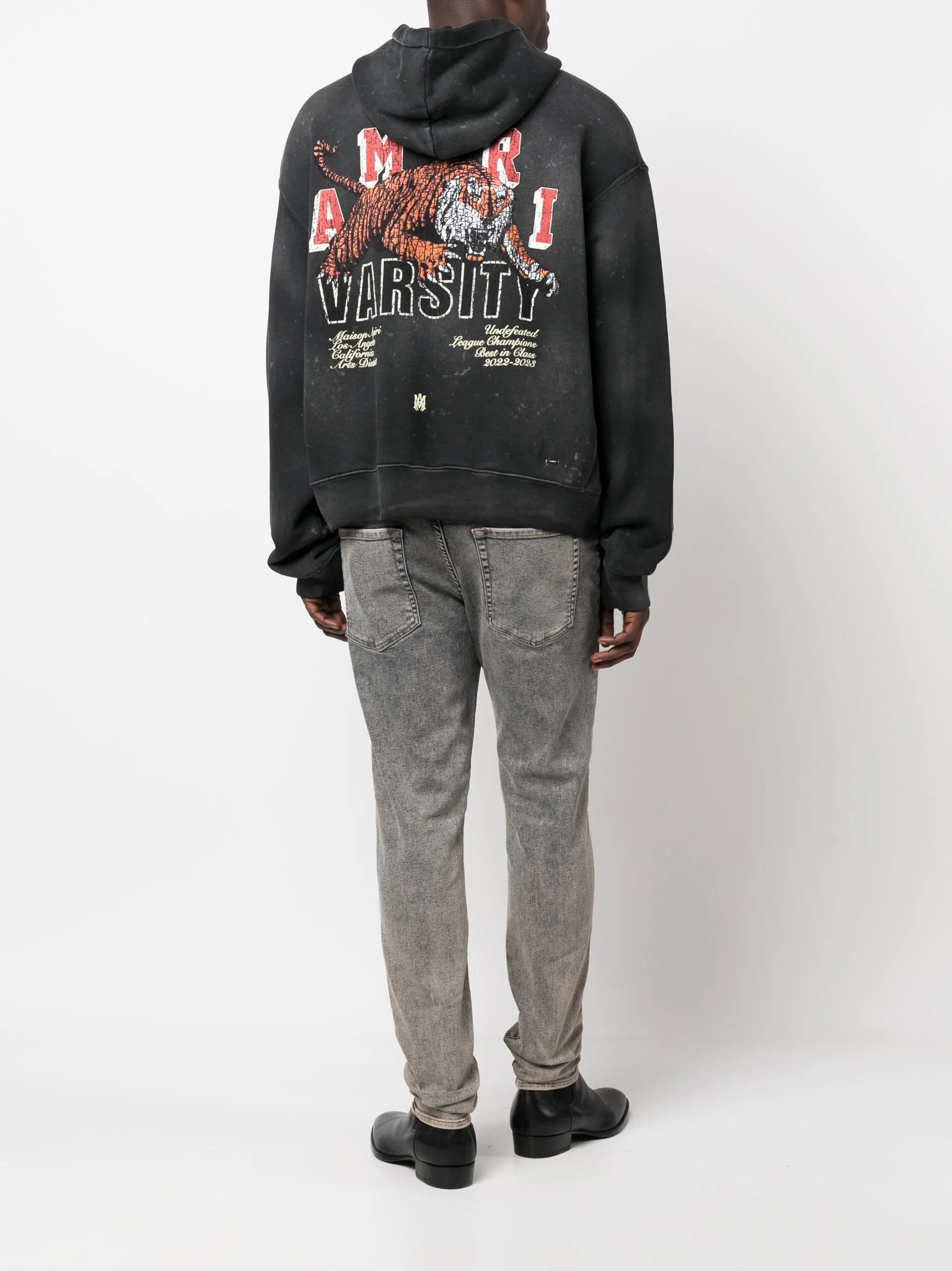 Amiri Varsity Tiger Vintage Washed Hoodie in Black