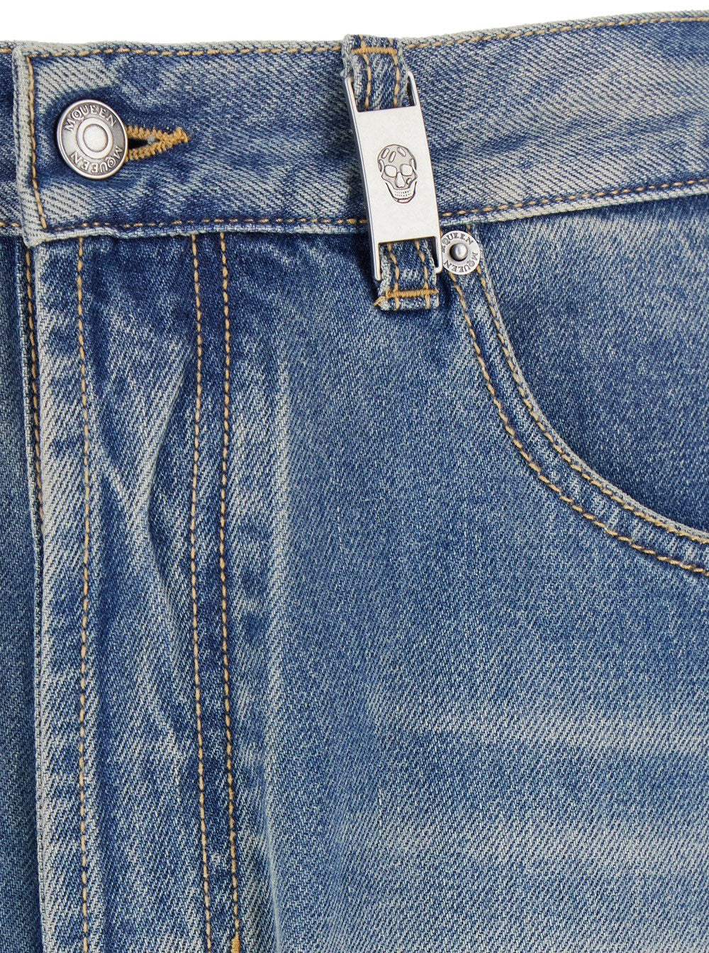 25  Alexander mcqueen Blue High Waisted Jeans with Logo Detail on the Loop and Logo Patch on the Rear in Denim Man