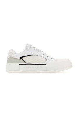 Canvas and Leather Plimsoll Sneakers