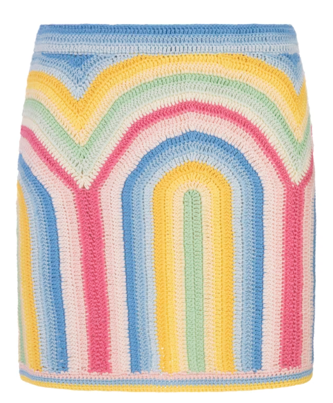 Casablanca Rainbow Crochet Mini Skirt