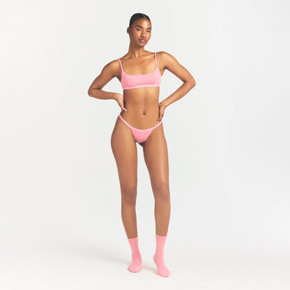 Lightweight Cotton Logo Picot Thong