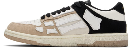 Brown & White Distressed Skel Top Low Sneakers