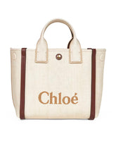 Beige Shoulder Bag with Striped Design