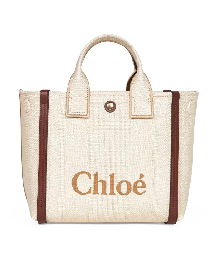 Beige Shoulder Bag with Striped Design