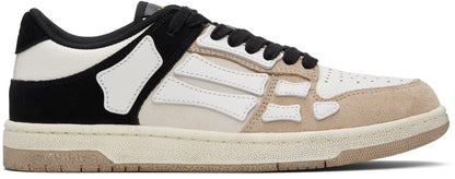 Brown & White Distressed Skel Top Low Sneakers