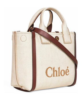 Beige Shoulder Bag with Striped Design