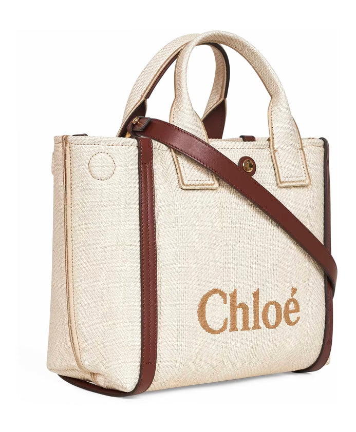 Beige Shoulder Bag with Striped Design