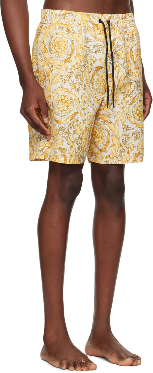 Versace Underwear Yellow Barocco Swim Shorts
