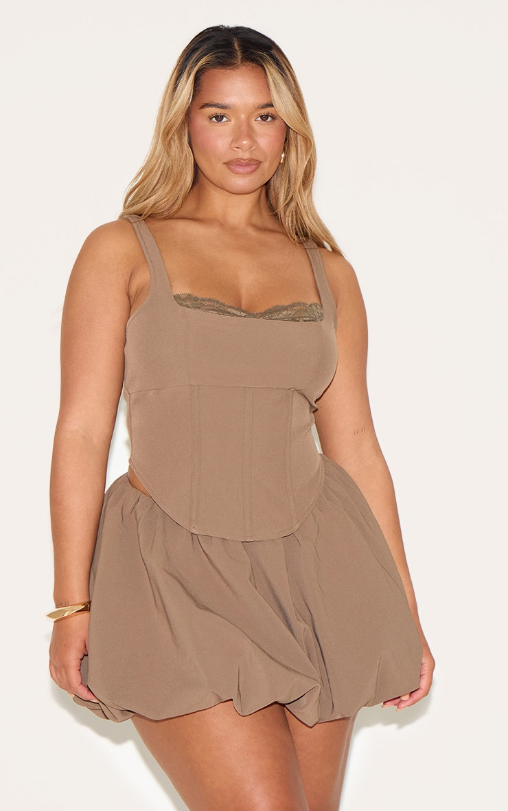 Shape Mocha Tailored Puffball Mini Skirt