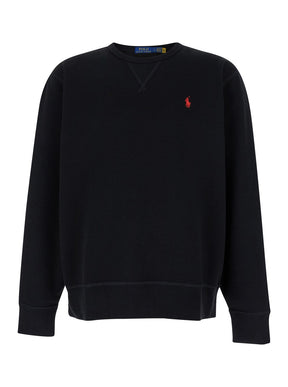 Polo ralph lauren Black Crewneck Sweatshirt with Pony Embroidery in Cotton Blend Man