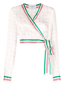 Casablanca Printed Wrap Crop Top