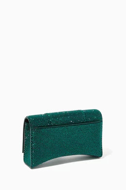 Balenciaga Hourglass Wallet on Chain in Rhinestones Suede Calfskin