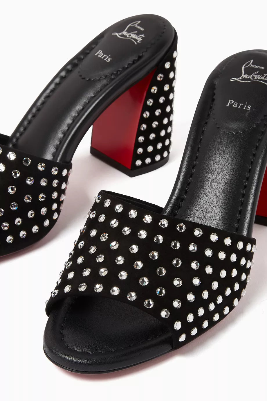Jane 85 Strass Mules in Calf Leather