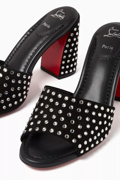 Jane 85 Strass Mules in Calf Leather