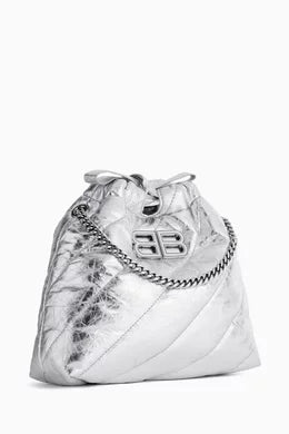 Balenciaga Small Crush Tote Bag in Metallized Leather