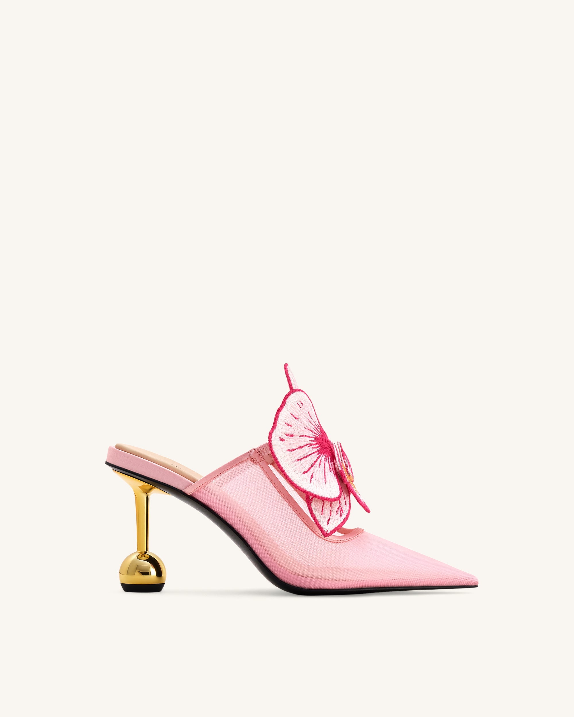 Sofia Orchid Sphere Heel Mules - Beige