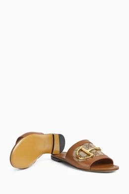 Horsebit Slide Sandals in GG Canvas & Leather